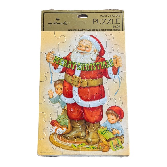 Hallmark Vintage Christmas Jigsaw Puzzle Card Featuring Santa Claus and Children - Picture 2 of 5